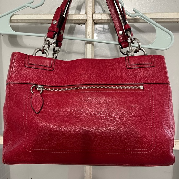 Coach red leather turn lock tote bag ! - Picture 2 of 10